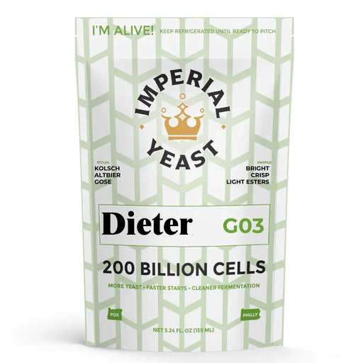Imperial Yeast Dieter, liquid brewing yeast pouch for beer fermentation.
