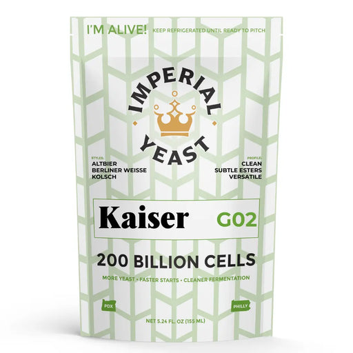 Imperial Yeast Kaiser, liquid brewing yeast pouch for beer fermentation.