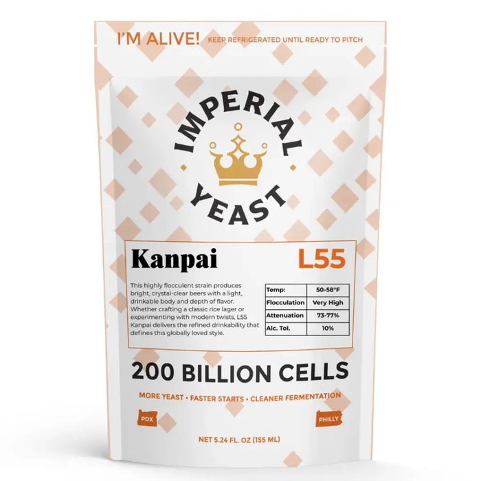 Imperial Yeast's newest Seasonal Yeast, Kaipai L55 perfect for making Japanese style rice lagers, in homebrew sized packages.