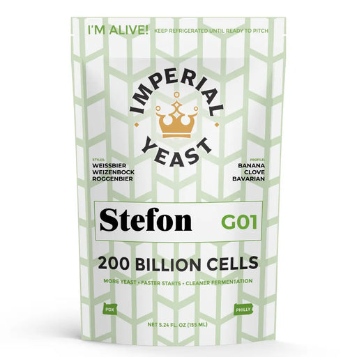 Imperial Yeast Stefon, liquid brewing yeast pouch for beer fermentation.