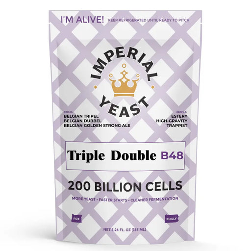 Imperial Yeast Triple Double, liquid brewing yeast pouch for beer fermentation.