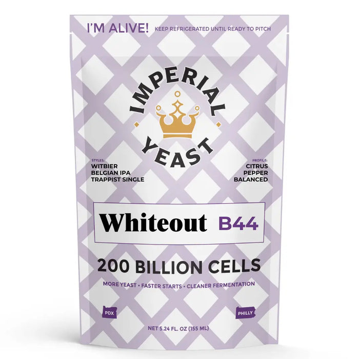 Imperial Yeast Whiteout, liquid brewing yeast pouch for beer fermentation.