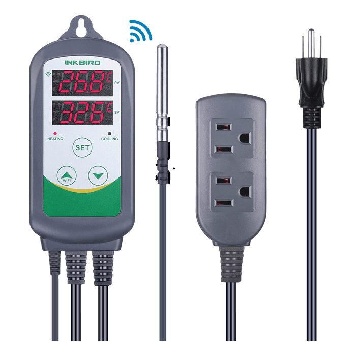 Inkbird ITC-308-WIFI temperature controller with US sockets and probe for fermentation control