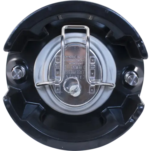 Top view of the 2.5 gallon keg, molded rubber handles allow for easy handling and protect the ball lock posts.