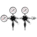 Kegco Elite Series dual body nitrogen draft regulator with three gauges and two 5/16 in. barbed outlets