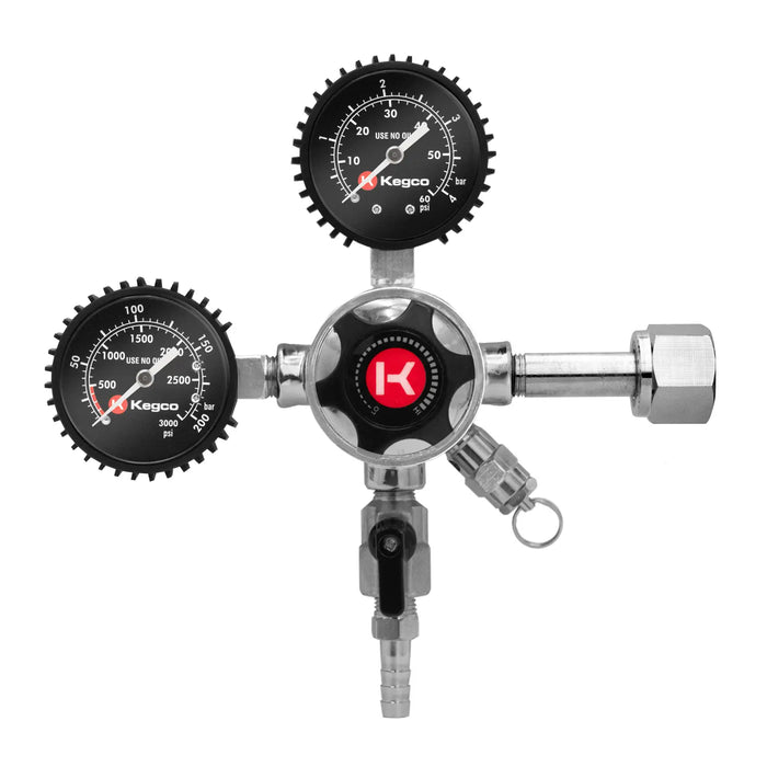 Kegco Elite Series Dual Gauge CO2 Regulator – Single Output