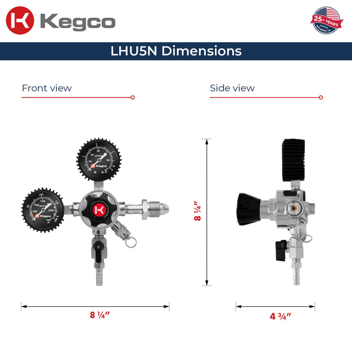 Kegco Elite Series Dual Gauge Nitrogen Regulator – LHU5N