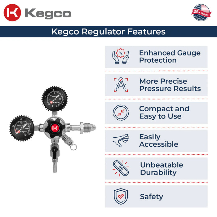 Kegco Elite Series Dual Gauge Nitrogen Regulator – LHU5N