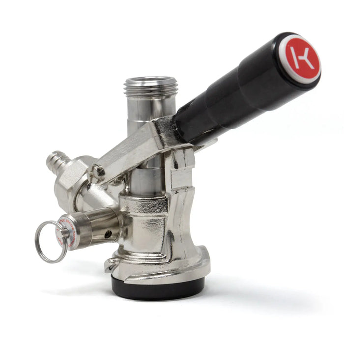 Sanke D-style coupler with black handle and red Kegco logo on a white background.