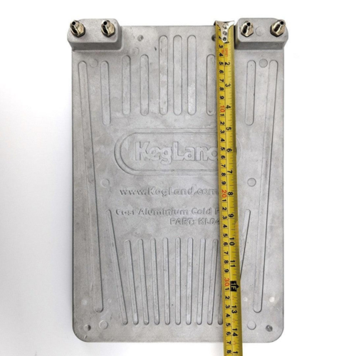 KegLand Aluminum Cold Plate for Jockey Boxes, showing length with Tape Measure.