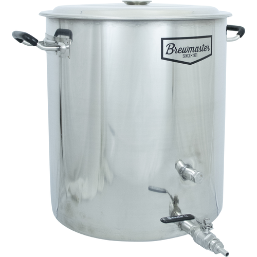 brand stainless steel kettle for use as a hot lauter tun (HLT), mashing, or boiling vessel.