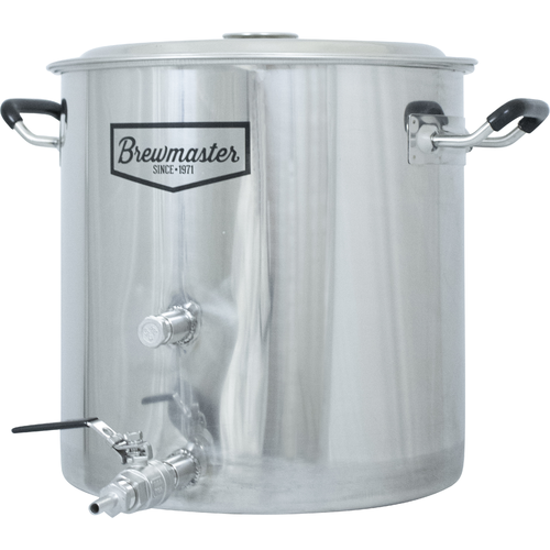 8.5 Gallon Stainless Steel Brewing Kettle with Ball Valve and Thermowell.