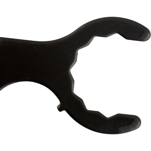 Closeup view of the Komos Faucet Wrench and Multitool small end.