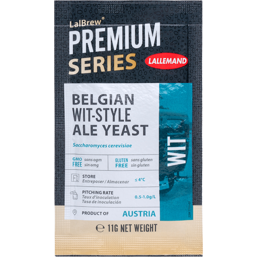 LalBrew® Belgian Wit Yeast yeast packet  front view for homebrewing.