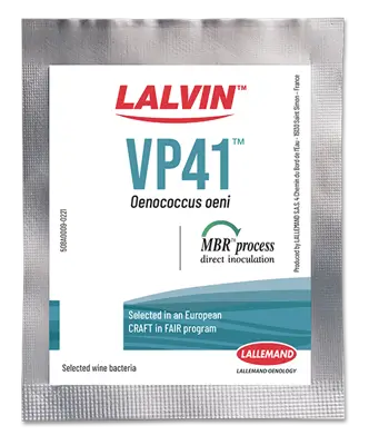 2.5g sachet of Lallemand Lalvin VP41 Malolactic Bacteria culture for wines.