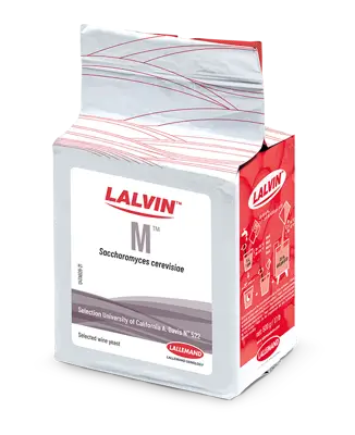 Lalvin M (Montrachet) dry wine yeast packaging.
