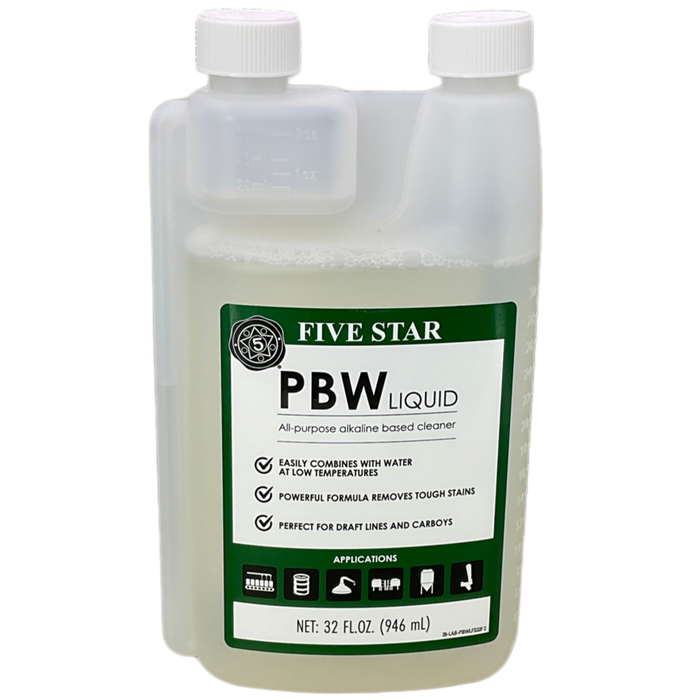 32oz Bottle of Five Star's Liquid PBW Brewery Cleaner.