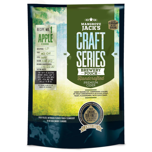 Package of Mangrove Jack's Craft Series of Hard Apple Ciders, Recipe 1, Apple flavor.