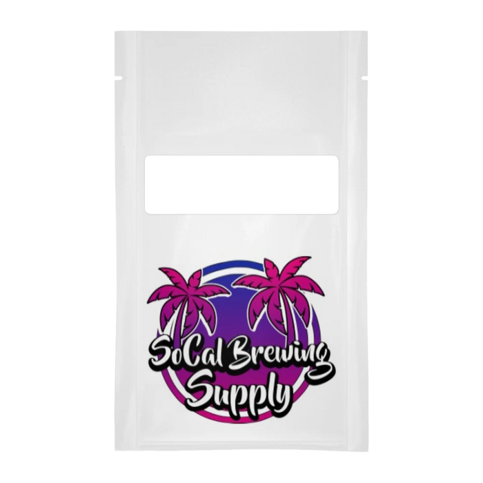 Package of McKenzie Pellet Hops packaged in a UV and O2 barrier Mylar bag which has been vacuum sealed for the best preservation of your brewing hops.