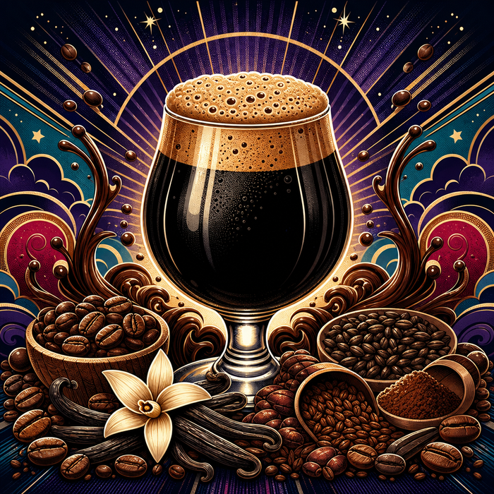 Midnight Reserve Coffee Vanilla Imperial Stout extract beer recipe kit artwork from SoCal Brewing Supply