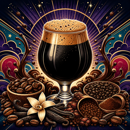 Midnight Reserve Coffee Vanilla Imperial Stout | All-grain Recipe Kit | 5 Gallons vibrant illustrated beer recipe kit artwork - SoCal Brewing Supply