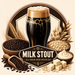 Milk Stout all-grain recipe kit illustrated artwork with dark stout, creamy foam, roasted malt, and oats