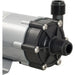 Kegland MKII Magnetic Drive Brewing Pump with metallic finish and black high temp plastic connectors on a white background, close up on pump drive mechanism