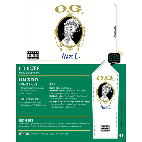 O.G. Haze E. Hazy IPA | Beginner Beer Recipe Kit | 5 Gallon Brewing Kit