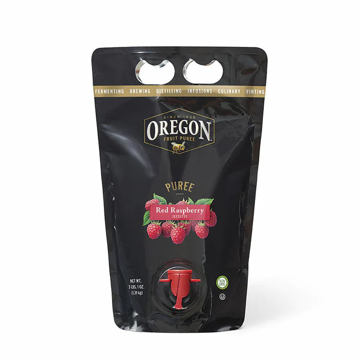 Oregon Red Raspberry Fruit Puree | 49 oz. Pouch with Spout