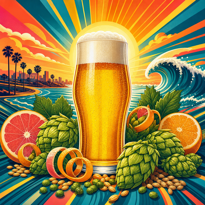Pacific Snap Cold IPA | All-grain Recipe Kit | 5 Gallons vibrant illustrated beer recipe kit artwork - SoCal Brewing Supply