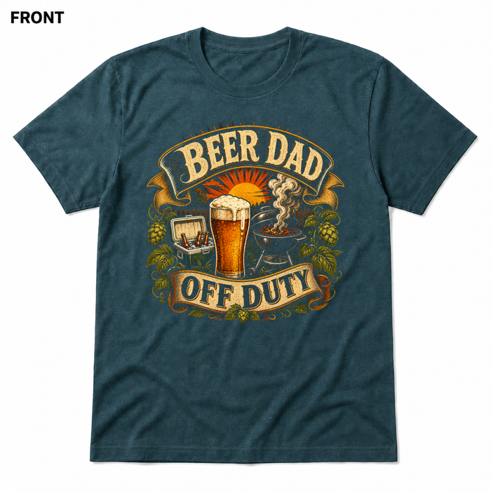 Beer Dad Off Duty Heather Deep Teal FRONT mockup - SoCal Brewing Supply