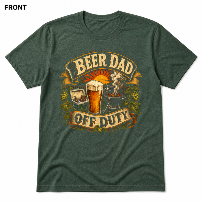 Beer Dad Off Duty Heather Forest FRONT mockup - SoCal Brewing Supply