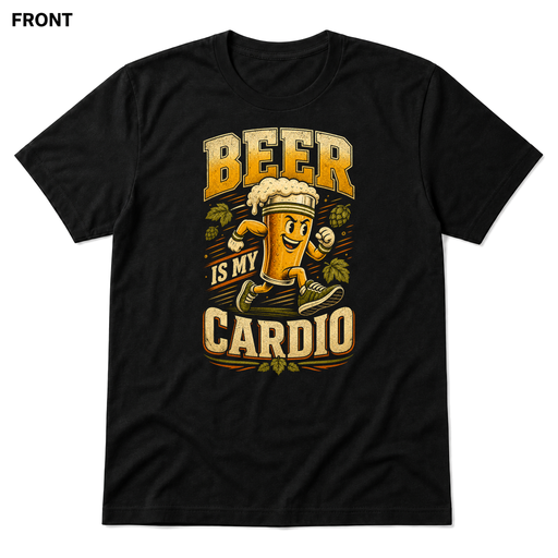 Beer Is My Cardio Black front t-shirt mockup - SoCal Brewing Supply