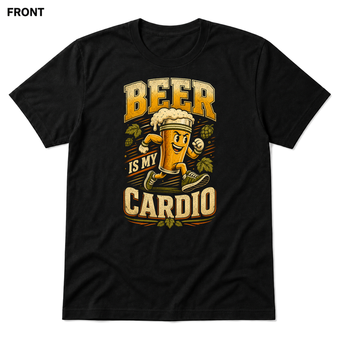 Beer Is My Cardio Black front t-shirt mockup - SoCal Brewing Supply