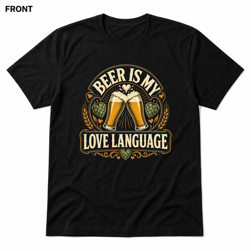 Beer Is My Love Language Black front t-shirt mockup - SoCal Brewing Supply
