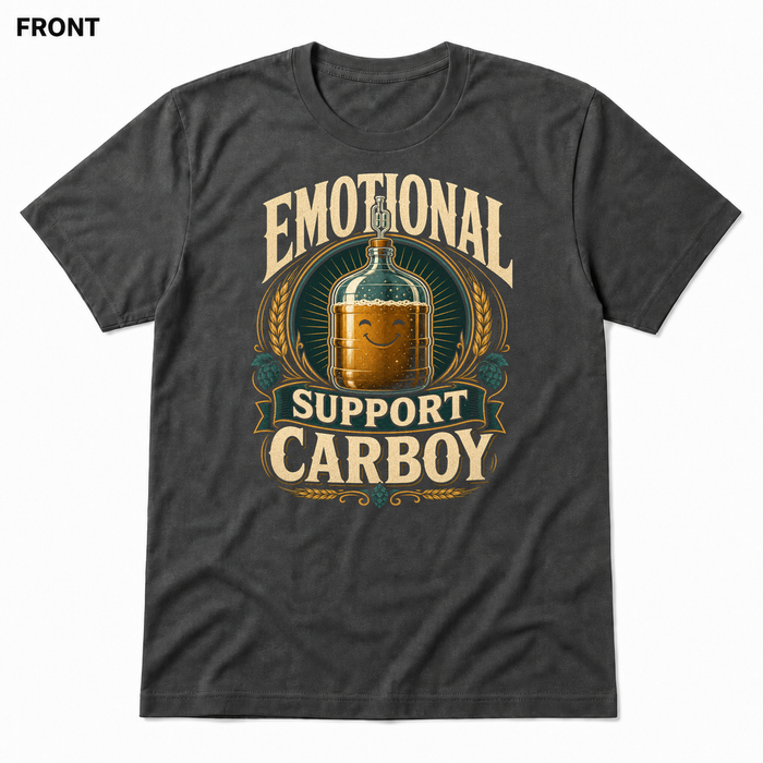 Emotional Support Carboy Asphalt front t-shirt mockup - SoCal Brewing Supply