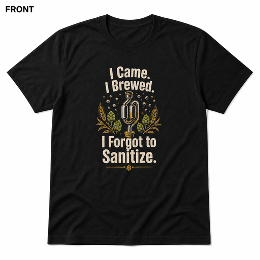 I Forgot to Sanitize t-shirt front view on black shirt, square white background