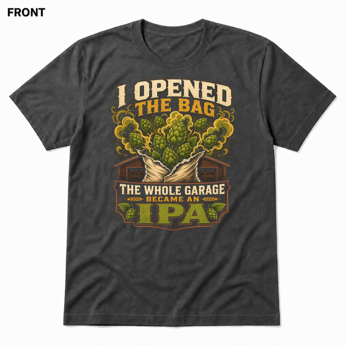 Garage Became an IPA Asphalt front t-shirt mockup - SoCal Brewing Supply