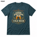 Good Friends, Cold Beer Heather Deep Teal front t-shirt mockup - SoCal Brewing Supply