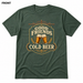 Good Friends, Cold Beer Heather Forest front t-shirt mockup - SoCal Brewing Supply