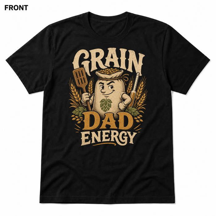Grain Dad Energy Black front t-shirt mockup - SoCal Brewing Supply
