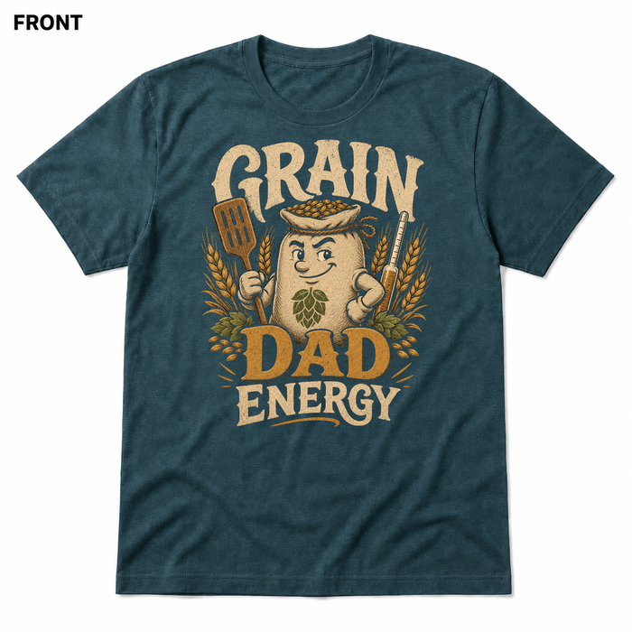 Grain Dad Energy Heather Deep Teal front t-shirt mockup - SoCal Brewing Supply