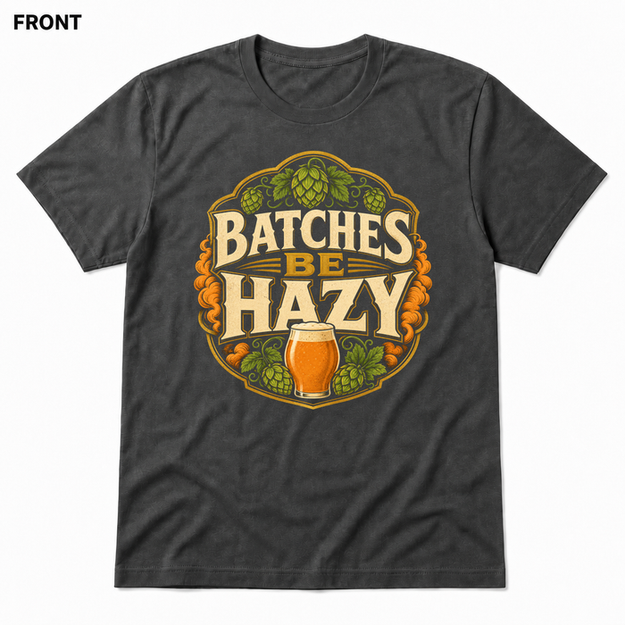Hazy Batches Asphalt front t-shirt mockup - SoCal Brewing Supply