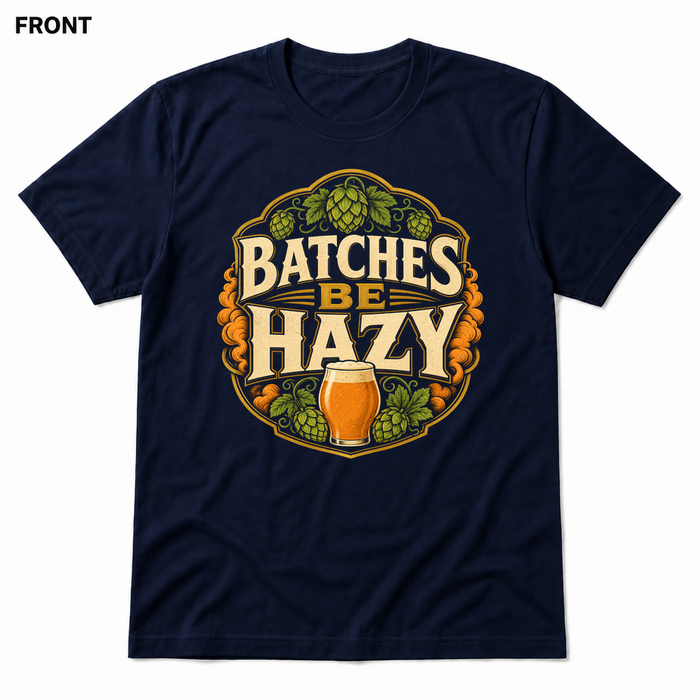 Hazy Batches Navy front t-shirt mockup - SoCal Brewing Supply
