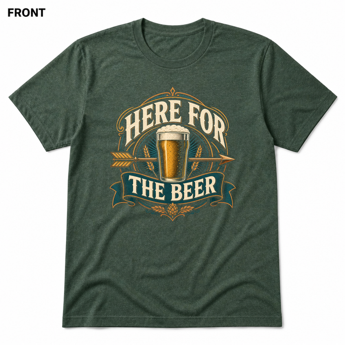 Here for the Beer Heather Forest front t-shirt mockup - SoCal Brewing Supply