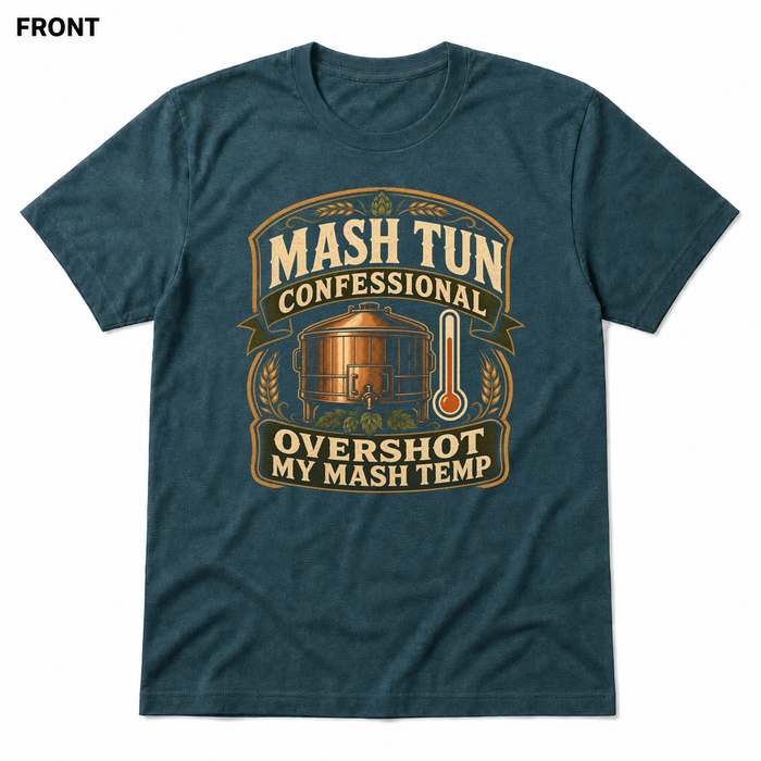 Mash Tun Confessional Heather Deep Teal front t-shirt mockup - SoCal Brewing Supply