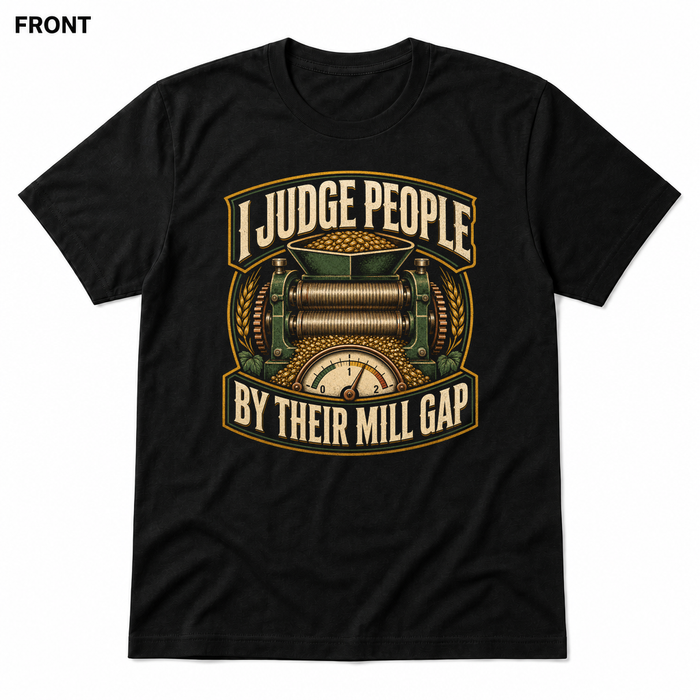Mill Gap Judgment Black front t-shirt mockup - SoCal Brewing Supply