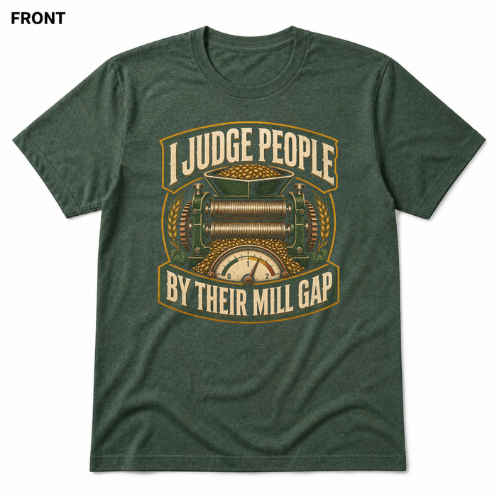 Mill Gap Judgment Heather Forest front t-shirt mockup - SoCal Brewing Supply