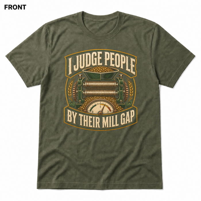 Mill Gap Judgment Heather Military Green front t-shirt mockup - SoCal Brewing Supply