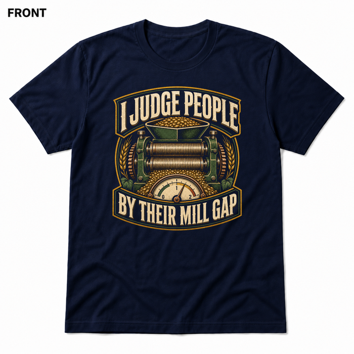 Mill Gap Judgment Navy front t-shirt mockup - SoCal Brewing Supply